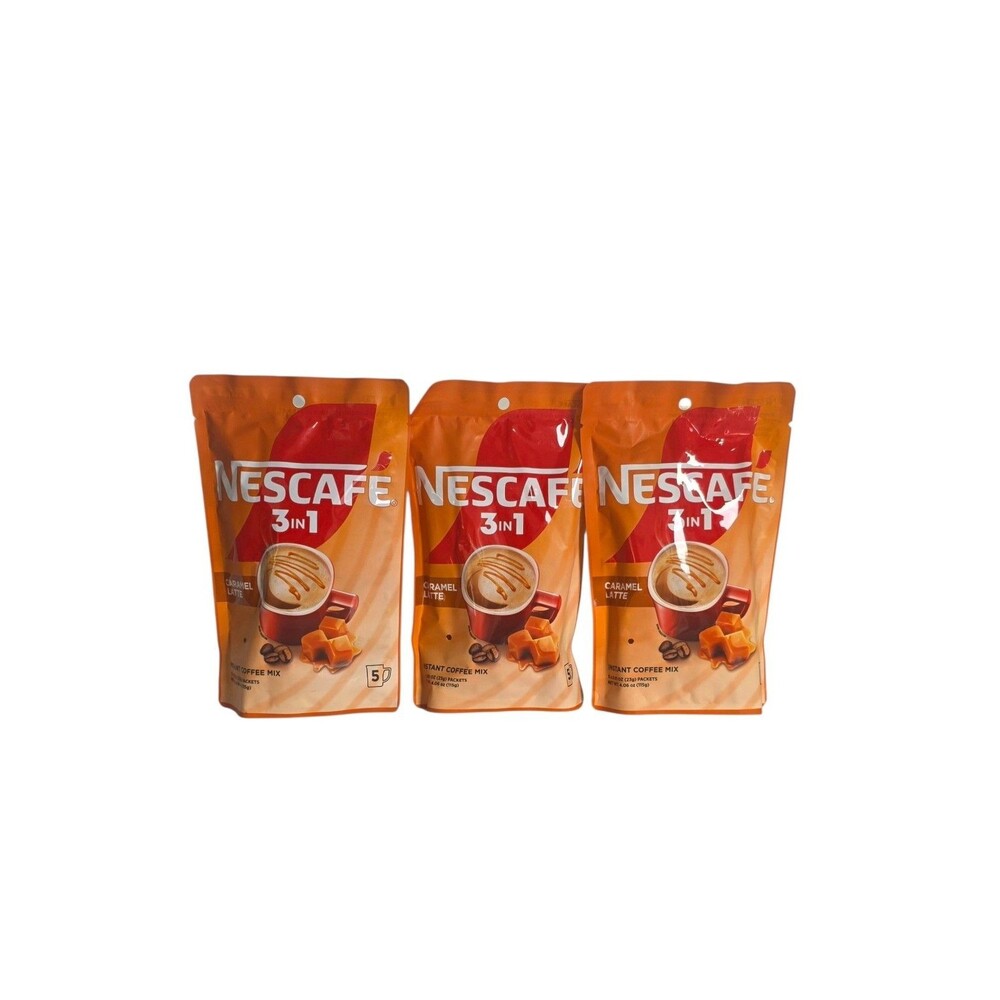 3 Packs Nescafe 3-1 Caramel Latte Instant Coffee Mix 4.06 Oz Each